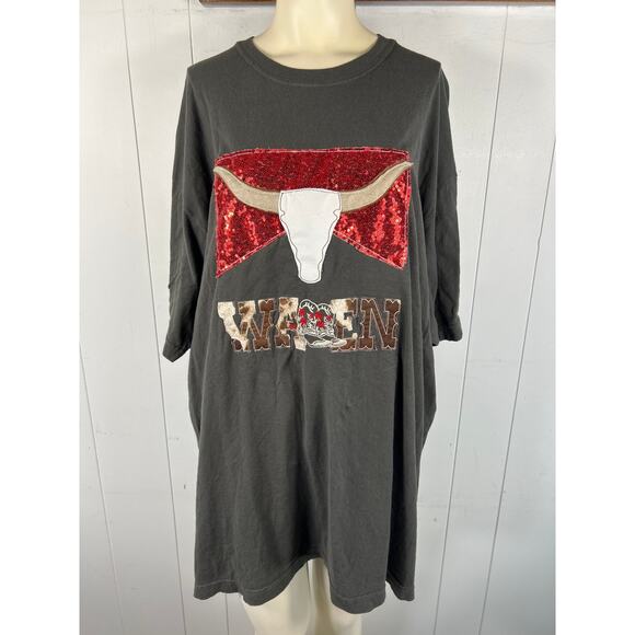 White stitch Morgan Wallen embroidered sequin T-shirt in size 2XL. New with tag. - Picture 1 of 5